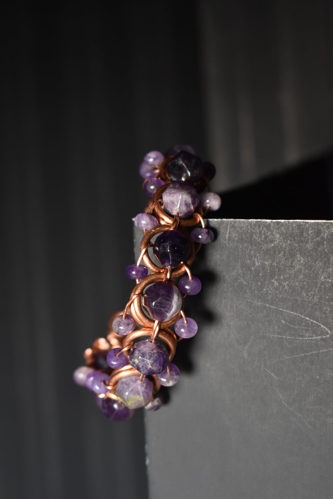 Amethyst - Helix of the Verdant Neteru : Copper Bracelet - KOSMIK COLLECTIONS