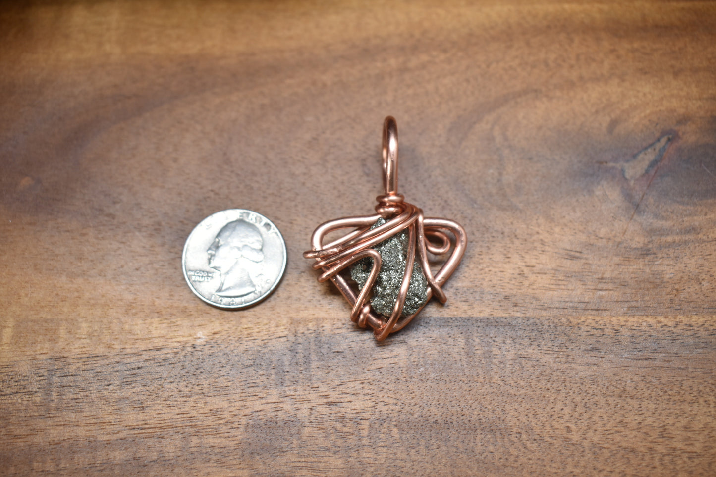 Pyrite copper medallion pendant 