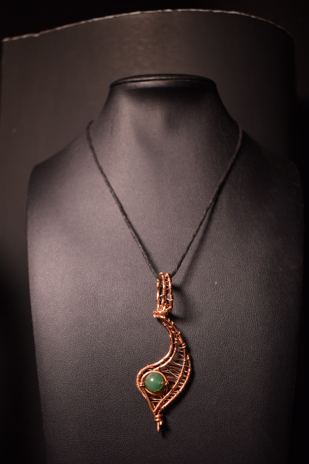 Green Aventurine - Veiled Starfire: Copper Pendant Necklace