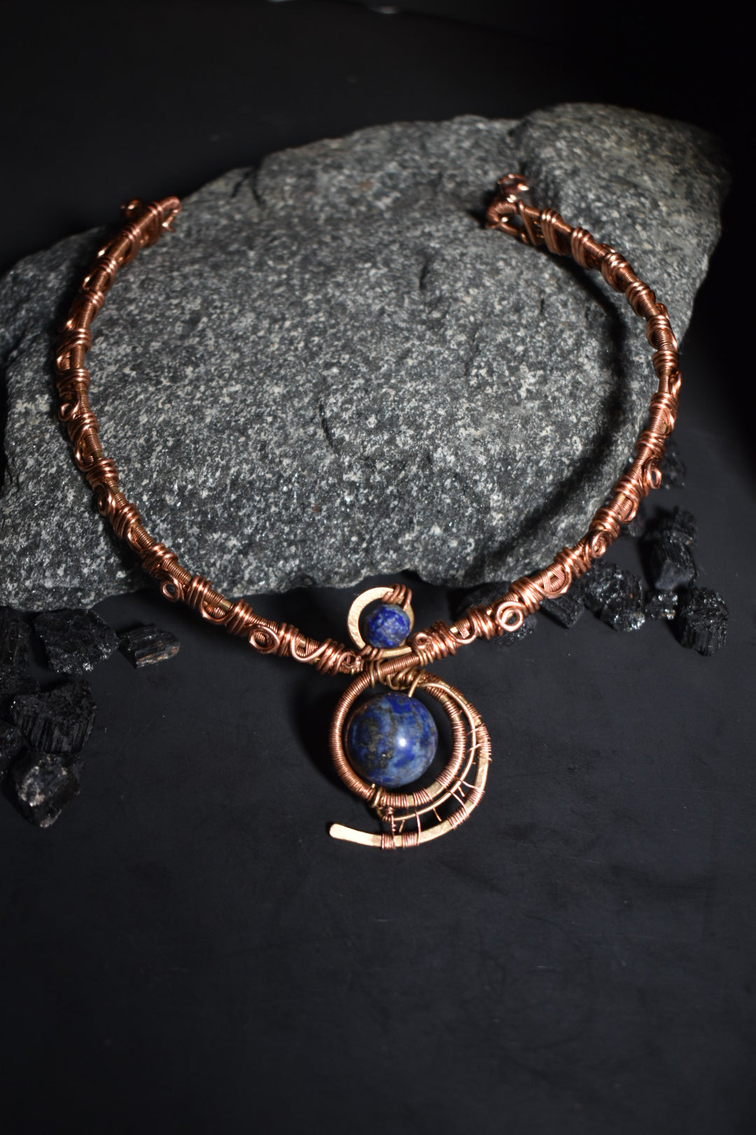 Lapis Lazuli — Retrograde Copper/ Brass Collar Necklace 1 of 1 - KOSMIK COLLECTIONS