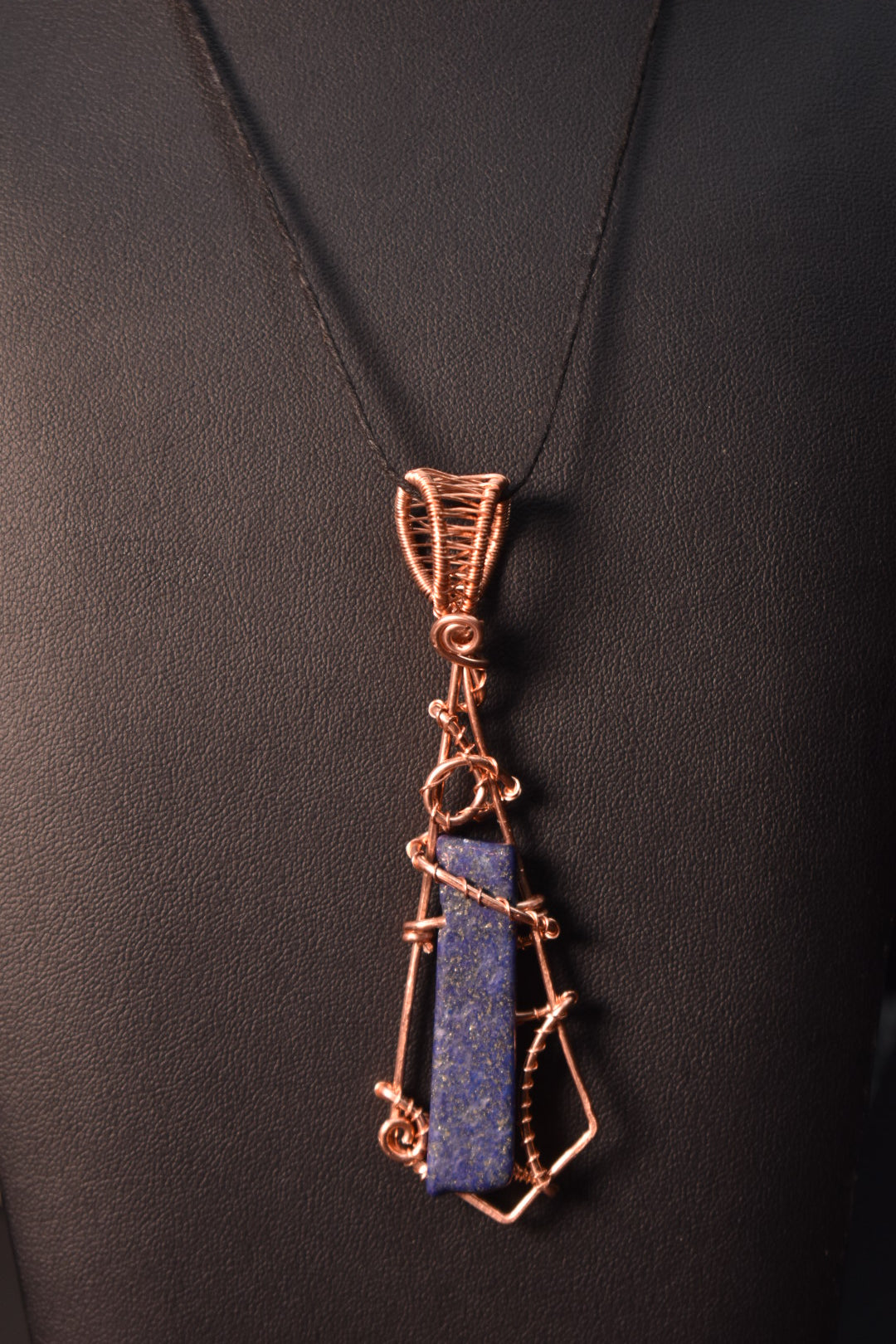 Lapis lazuli- Starlight Obelisk   Copper Pendant