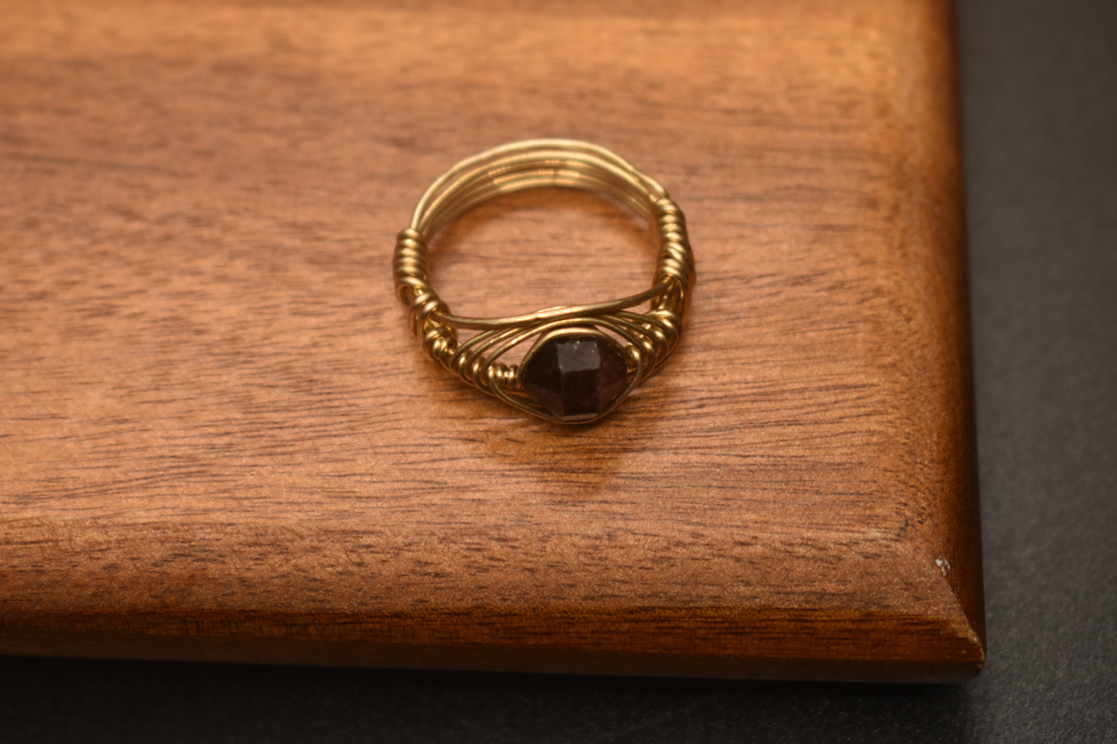 Garnet — Frequency Brass Ring - KOSMIK COLLECTIONS