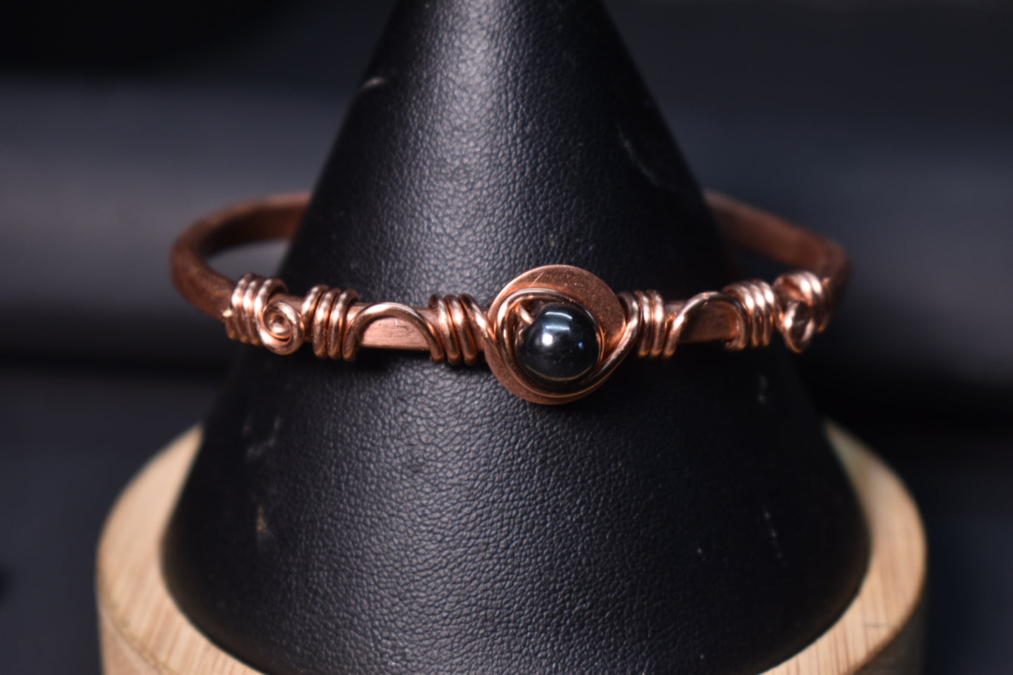 Hematite Orbit- Copper Half Cuff Bangles