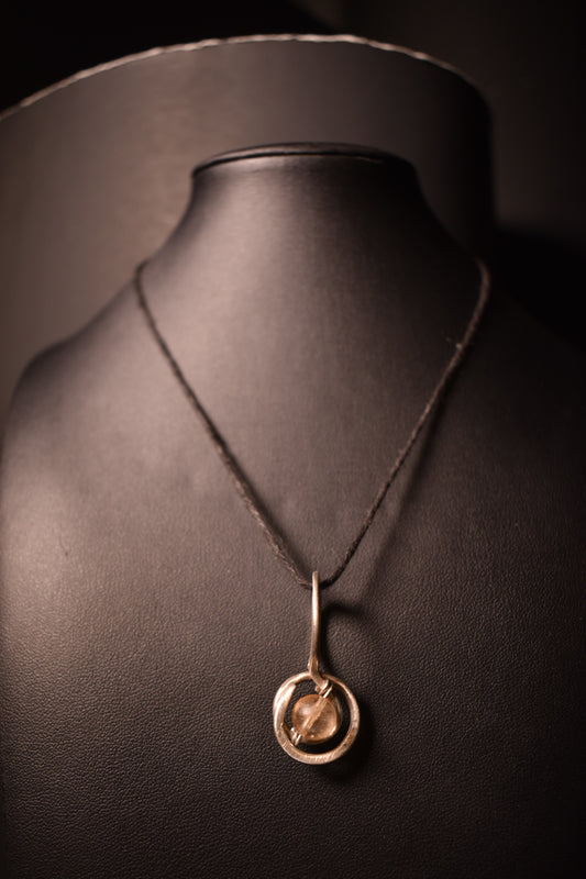 Citrine- Serpent’s Solar Gate: Sterling Silver Pendant Necklace