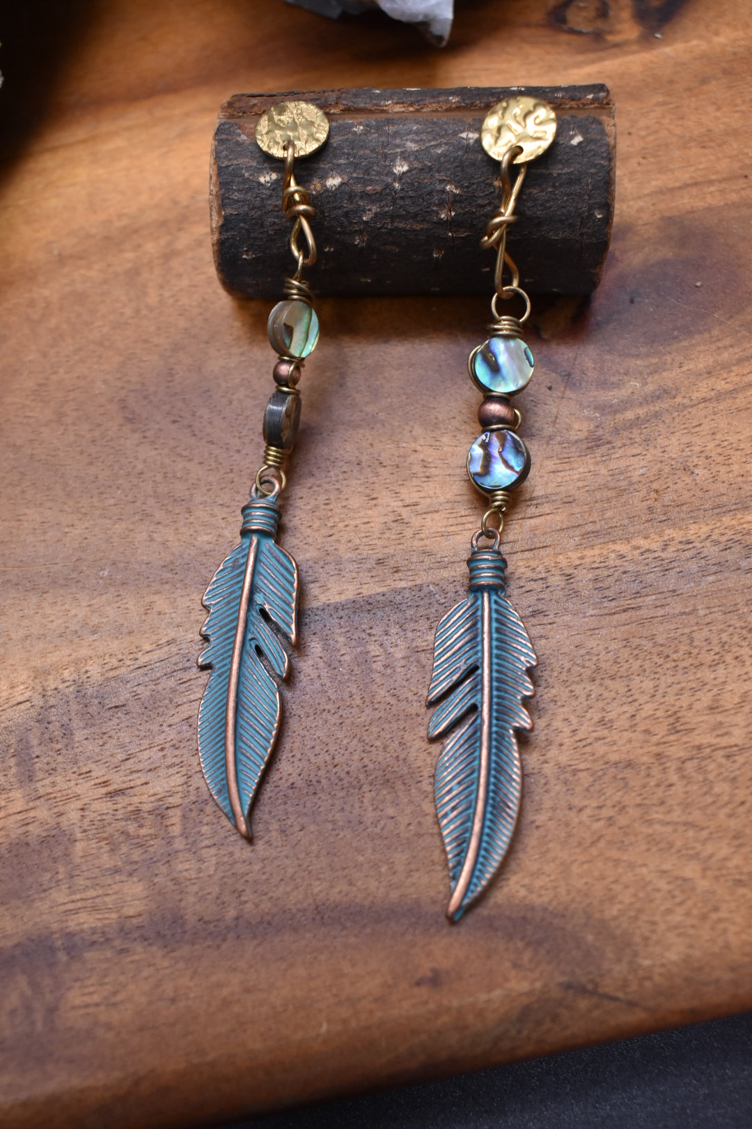 Feathers of Intuition — Stainless Steel & Brass Earrings