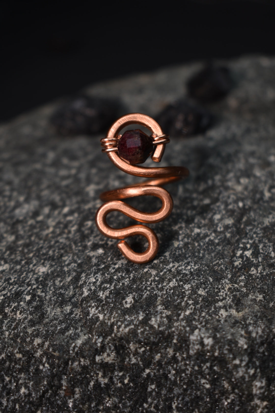Garnet- Kosmik Glyph Ring