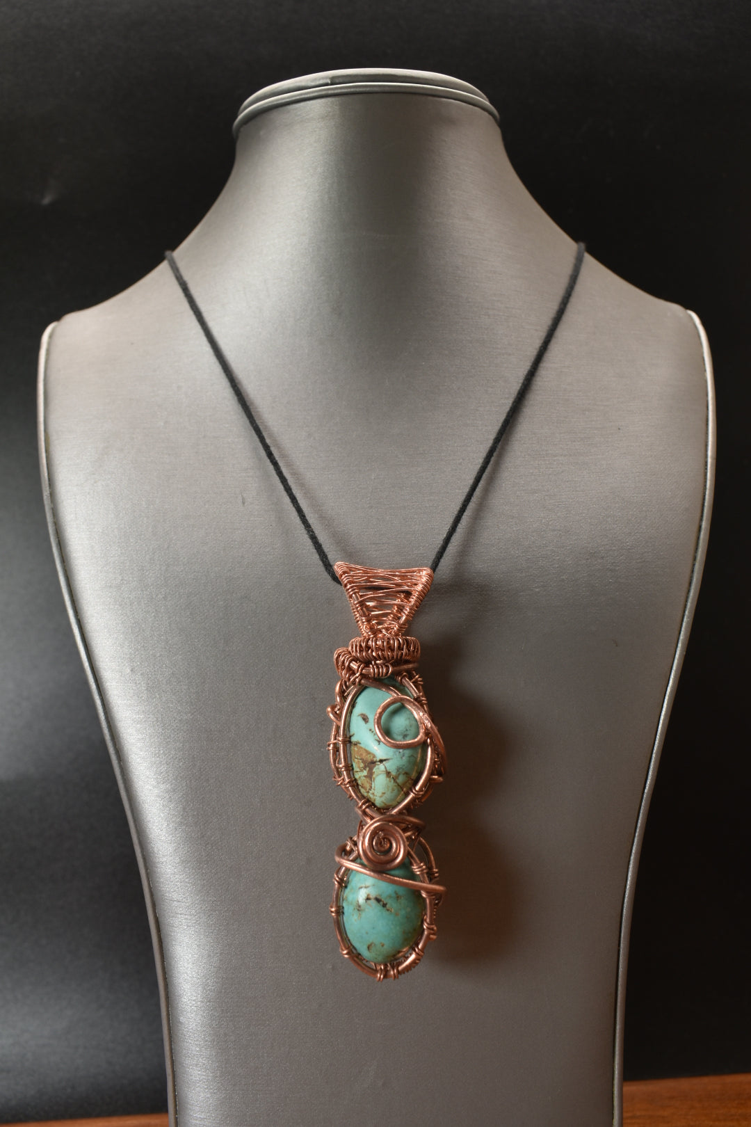 Aquatic Totem Pillar — Turquoise Copper Pendant