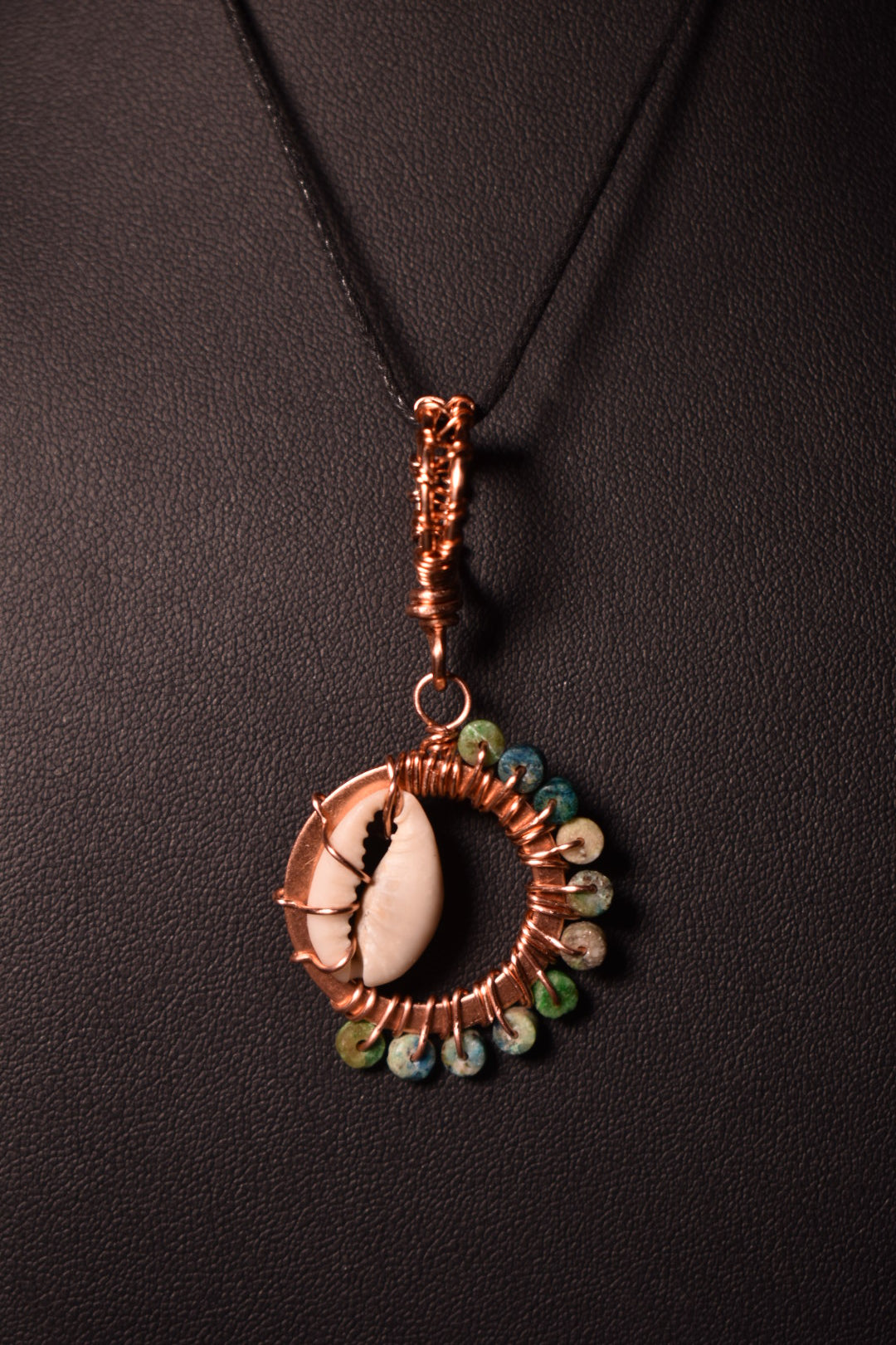 Chrysocolla & Cowrie Shell- Intuitive Compass Pendant