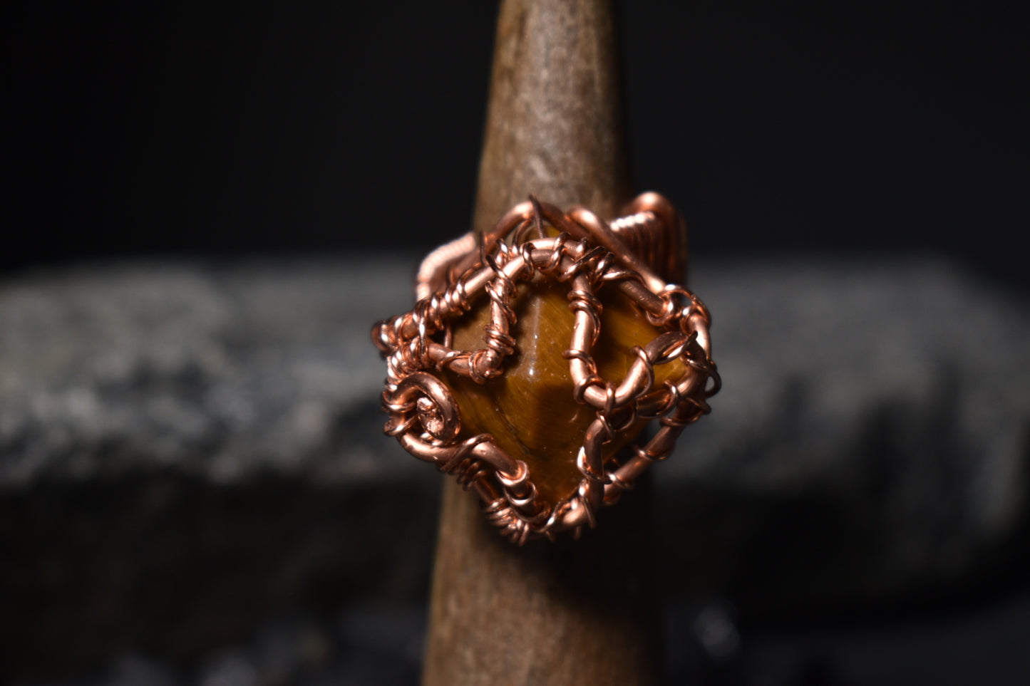 Tigers eye- Solar Snare: Copper Ring - KOSMIK COLLECTIONS