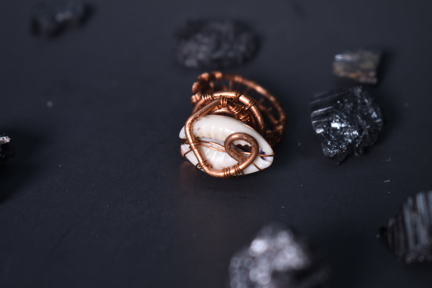 Celestial Cowrie Currents- Copper Rings