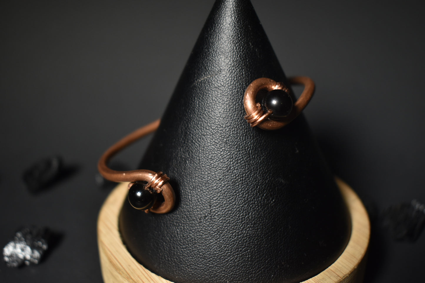 Obsidian - Orbit Half Cuff Bracelet