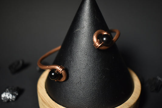Obsidian - Orbit Half Cuff Bracelet