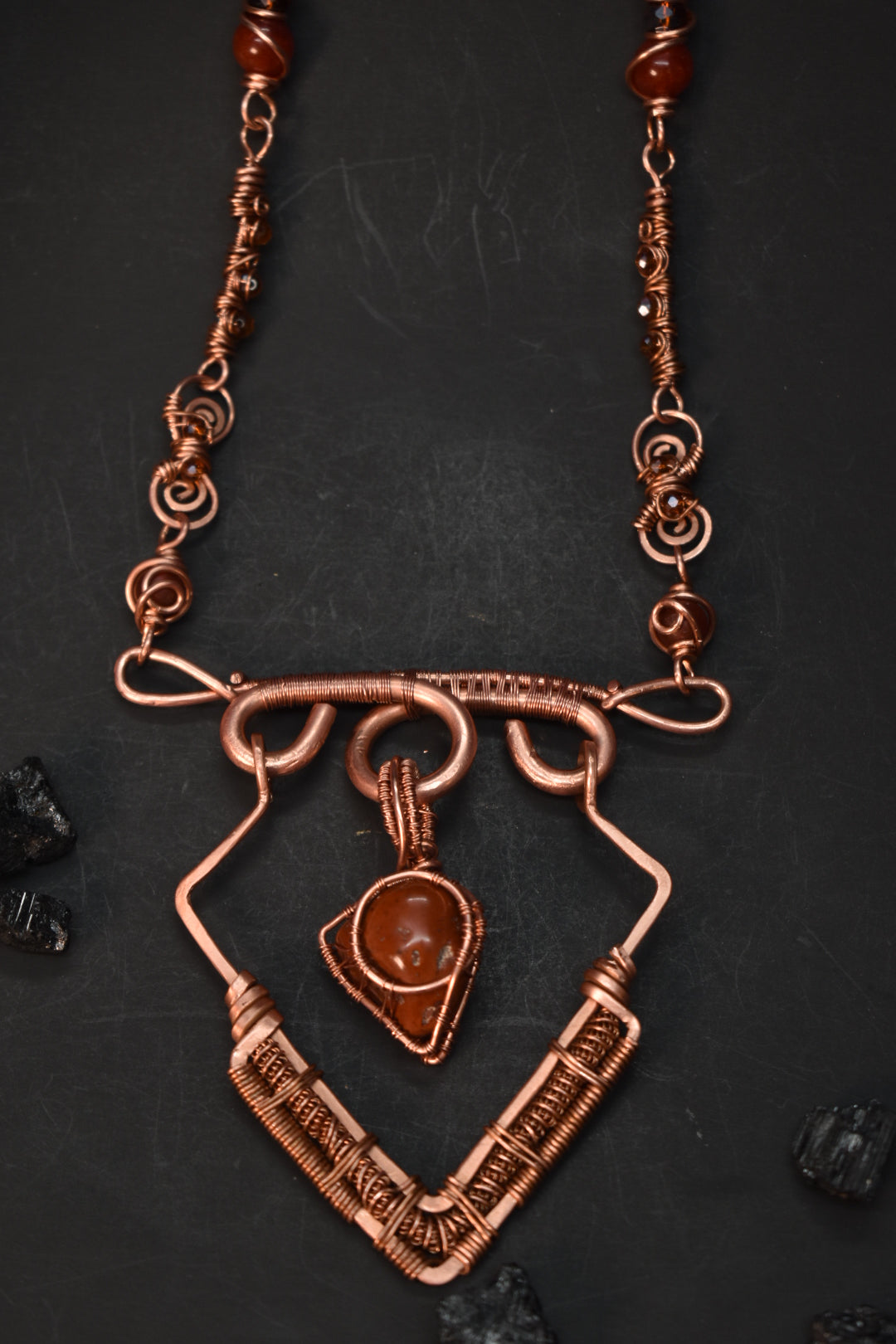 Carnelian- Stargate of the Red Sun: Copper Statement Necklace