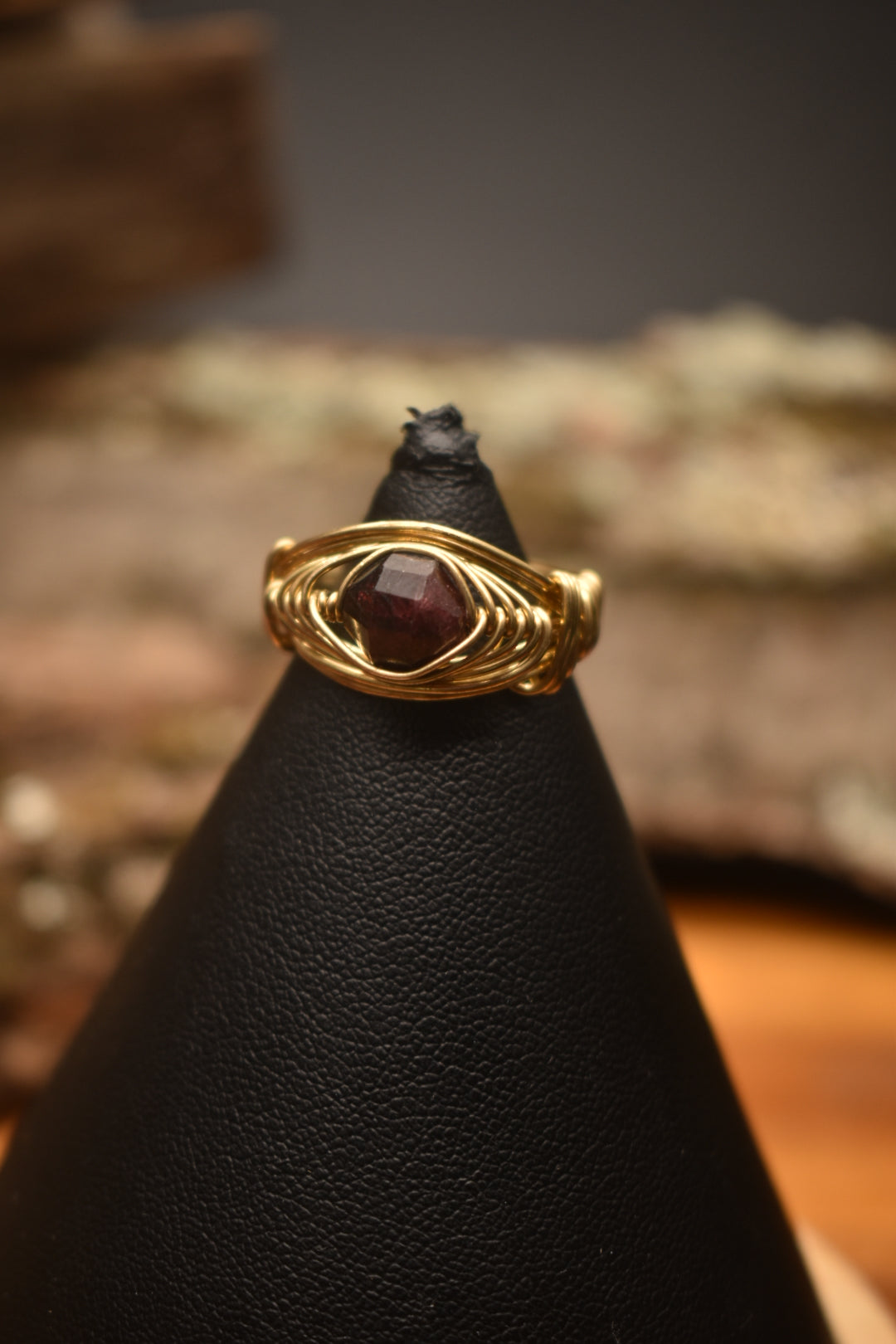 Garnet — Frequency Brass Ring - KOSMIK COLLECTIONS