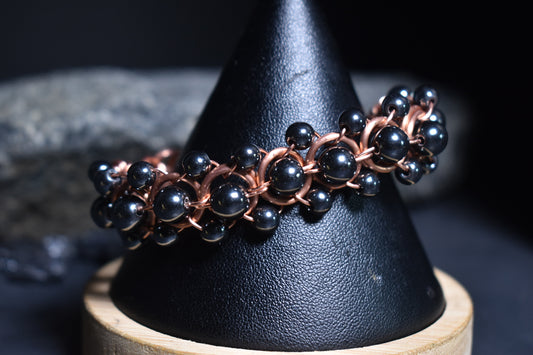 Hematite- Helix of the Verdant Neteru: Copper Bracelet