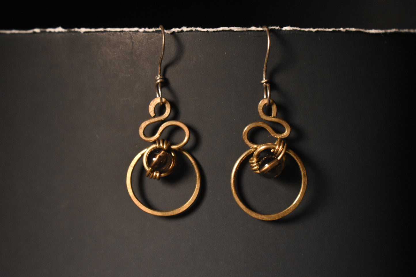 Smokey Quartz- Serpent’s Solar Gate: Twin Orbi Earrings
