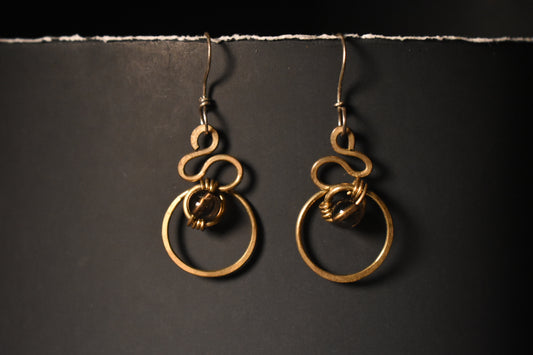 Smokey Quartz- Serpent’s Solar Gate: Twin Orbi Earrings