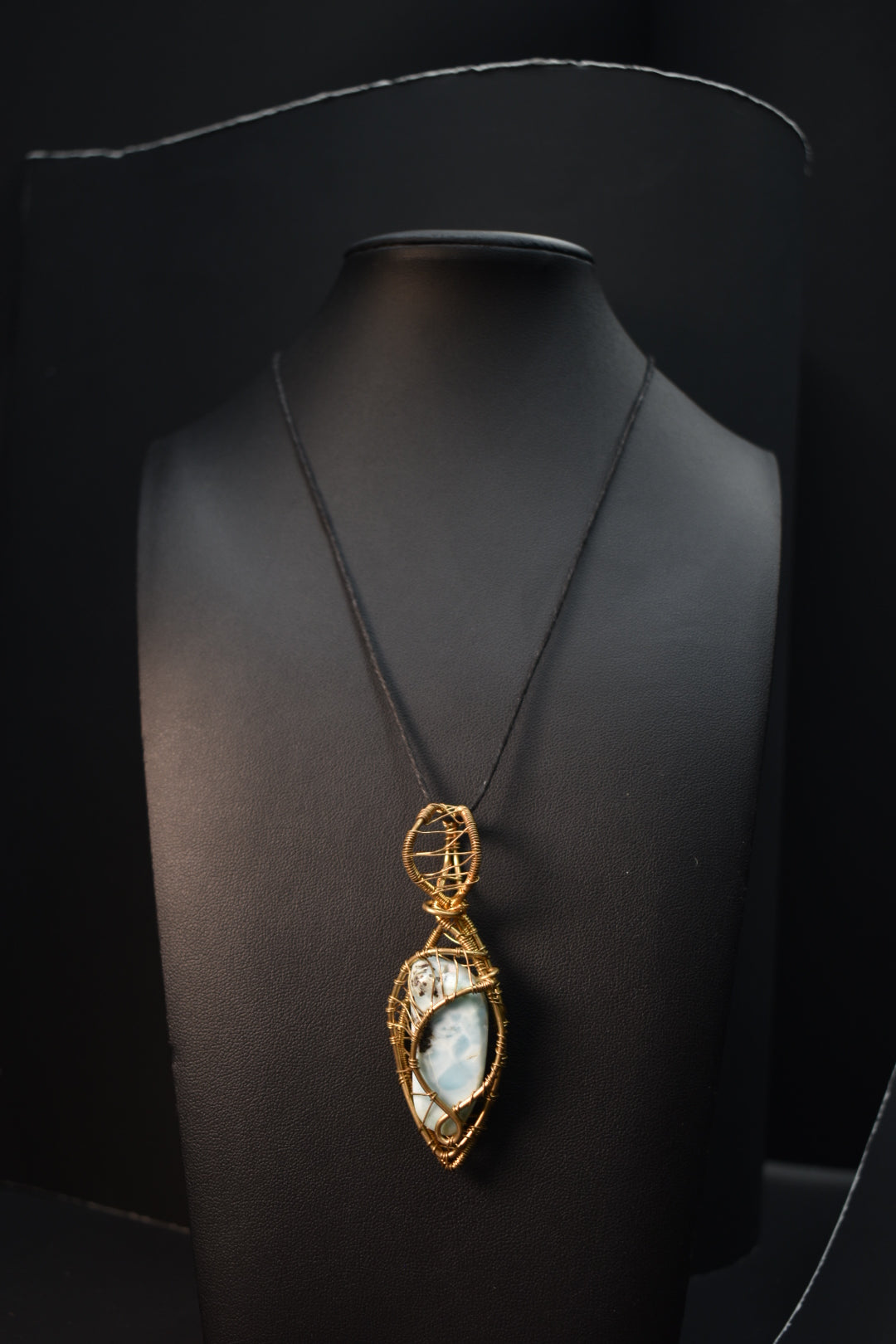 Larimar-   Tidekeeper Brass Pendant