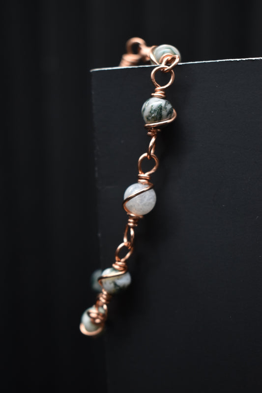 Moss Agate - Kosmik Orbit Copper Bracelet