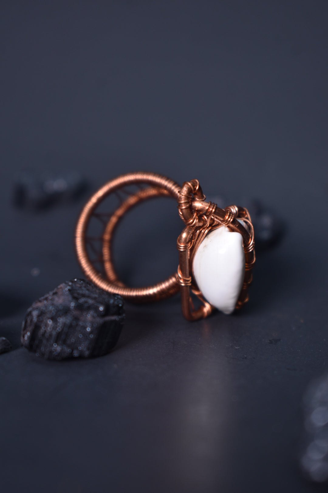 Celestial Cowrie Currents- Copper Rings