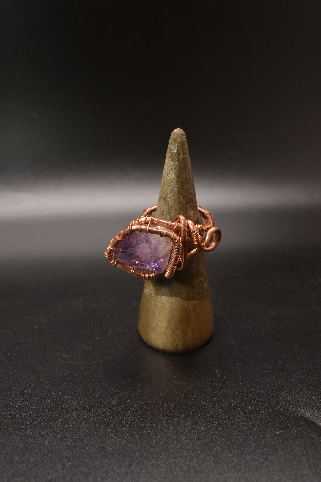 Amethyst — Artistic Copper Ring