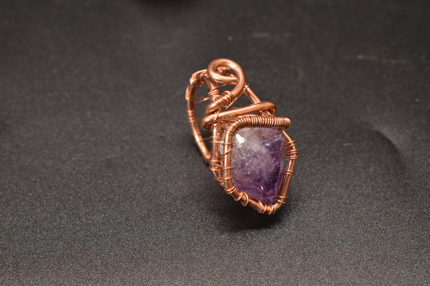 Amethyst — Artistic Copper Ring