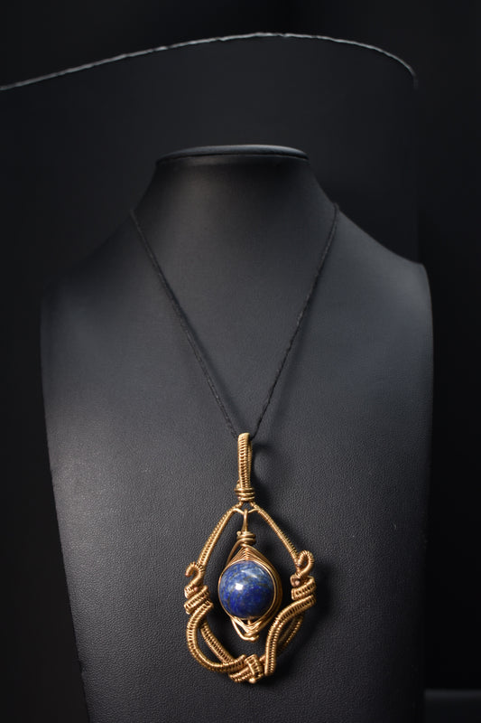 Lapis lazuli-  The Celestial Throne of Nwt Brass Pendant