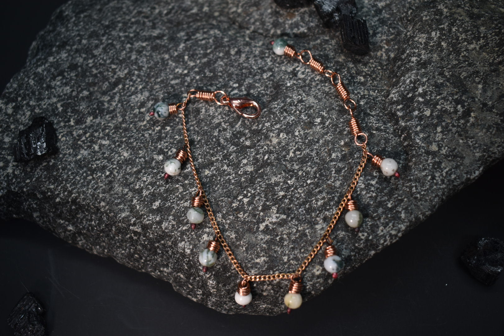 Moss Agate — Orbit Copper Charm Bracelet - KOSMIK COLLECTIONS