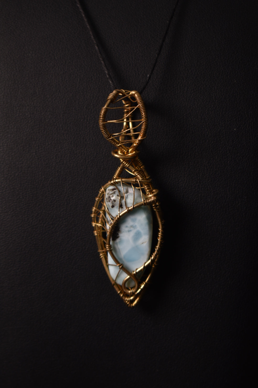 Larimar-   Tidekeeper Brass Pendant