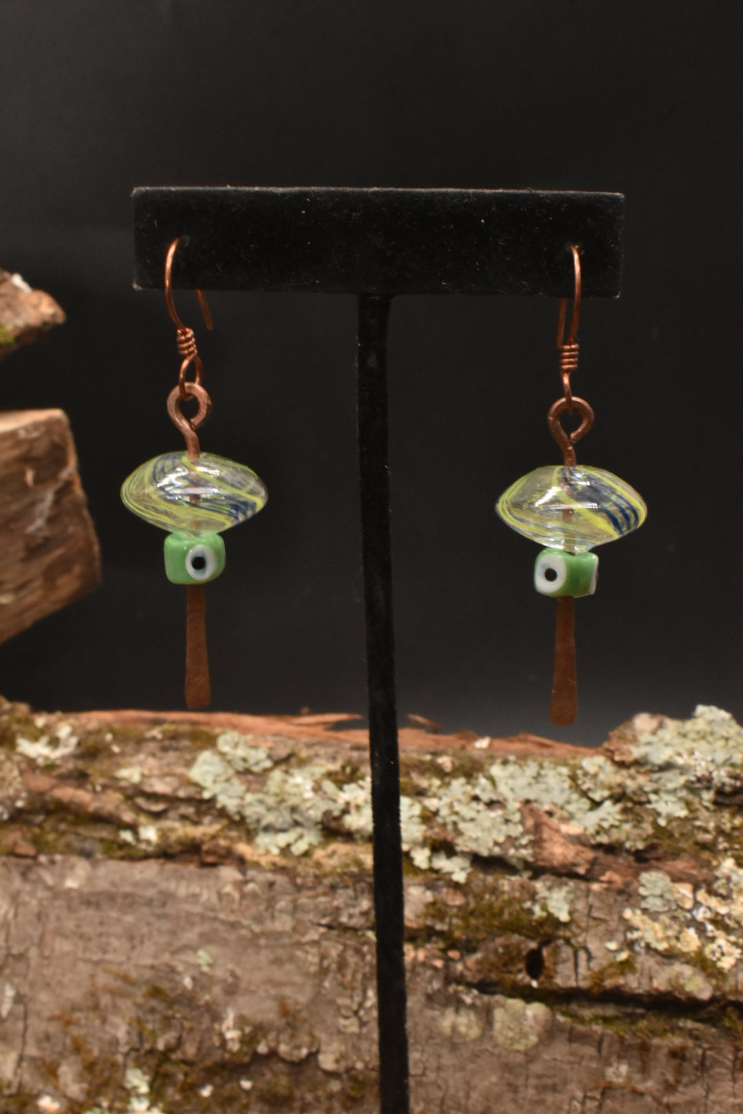 Green Temple — Nazar Copper Earrings