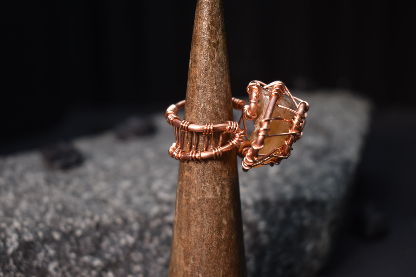 Citrine - Inner Sun Orbit Copper Ring