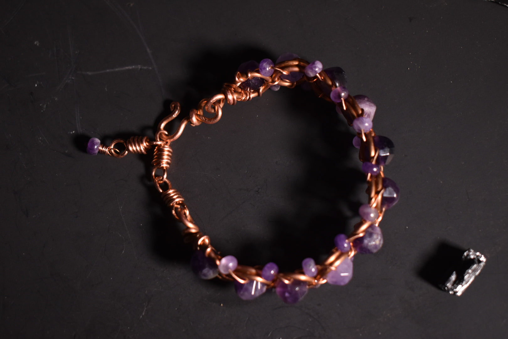 Amethyst - Helix of the Verdant Neteru : Copper Bracelet - KOSMIK COLLECTIONS