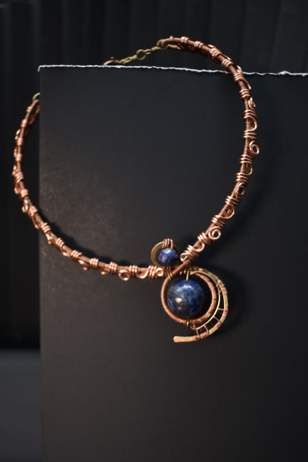 Lapis Lazuli — Retrograde Copper/ Brass Collar Necklace