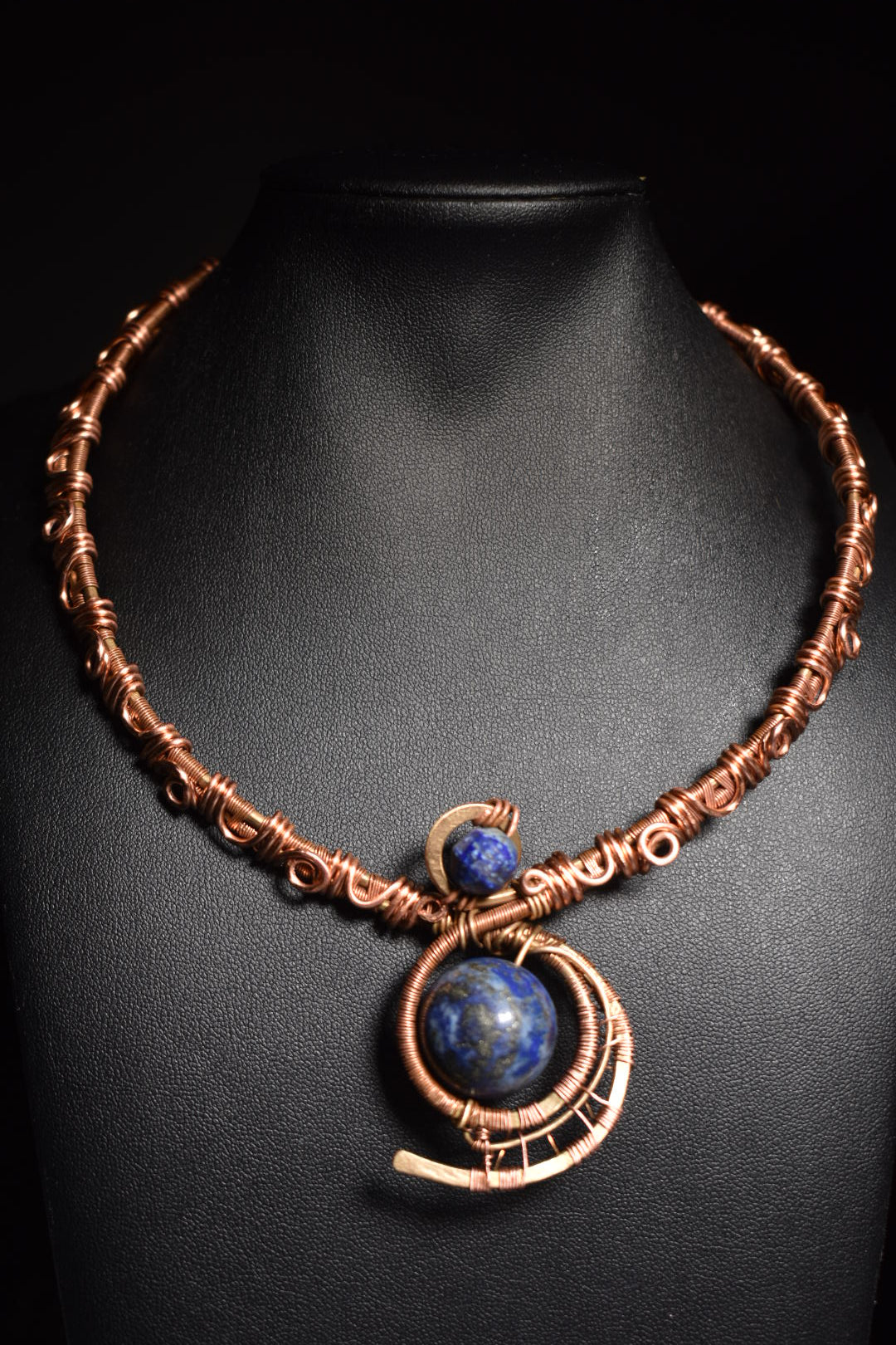 Lapis Lazuli — Retrograde Copper/ Brass Collar Necklace 1 of 1 - KOSMIK COLLECTIONS