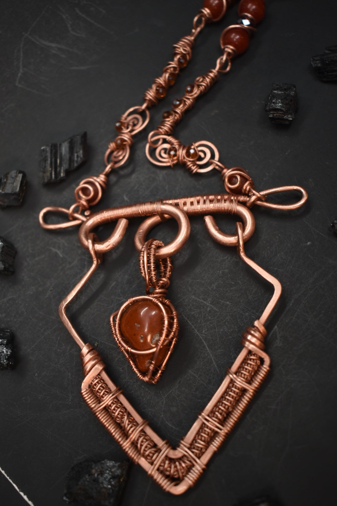 Carnelian- Stargate of the Red Sun: Copper Statement Necklace