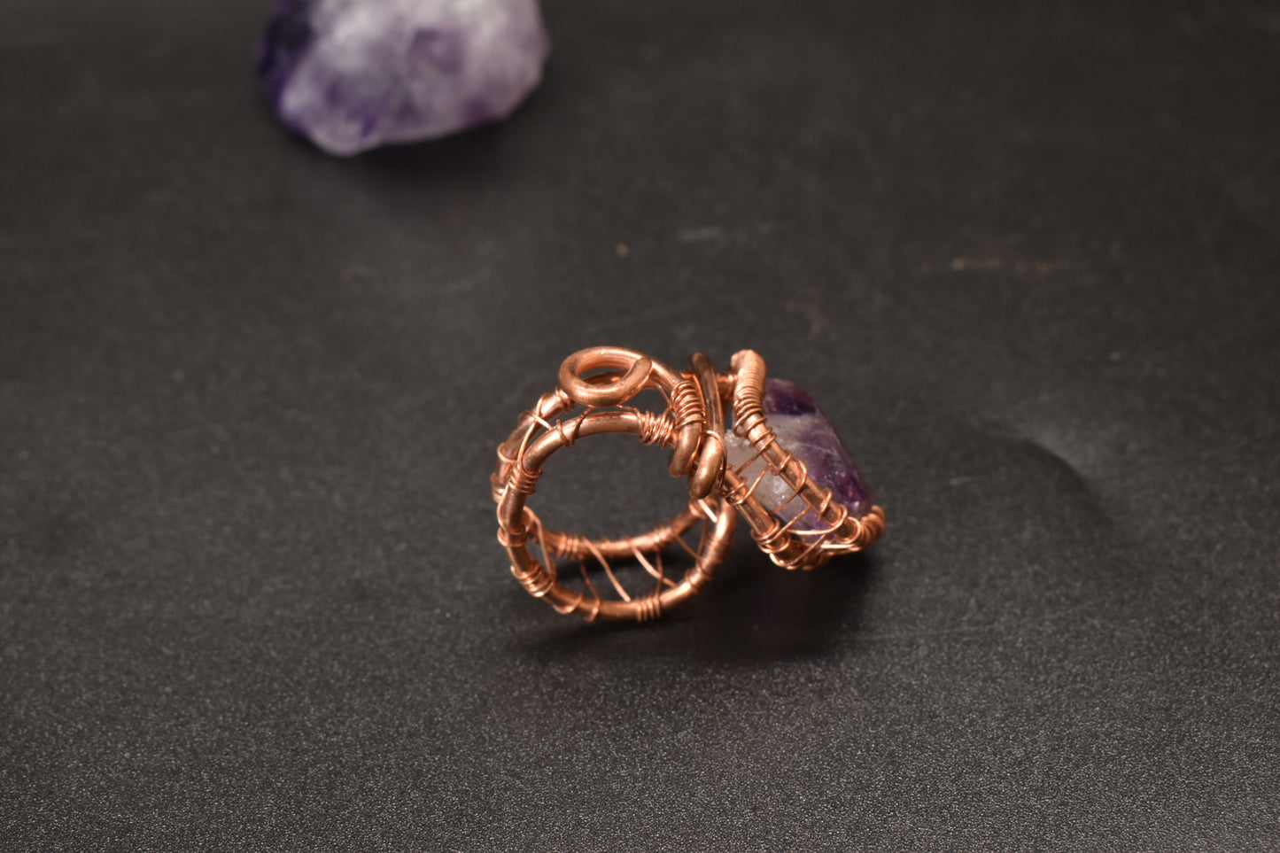 Amethyst — Artistic Copper Ring