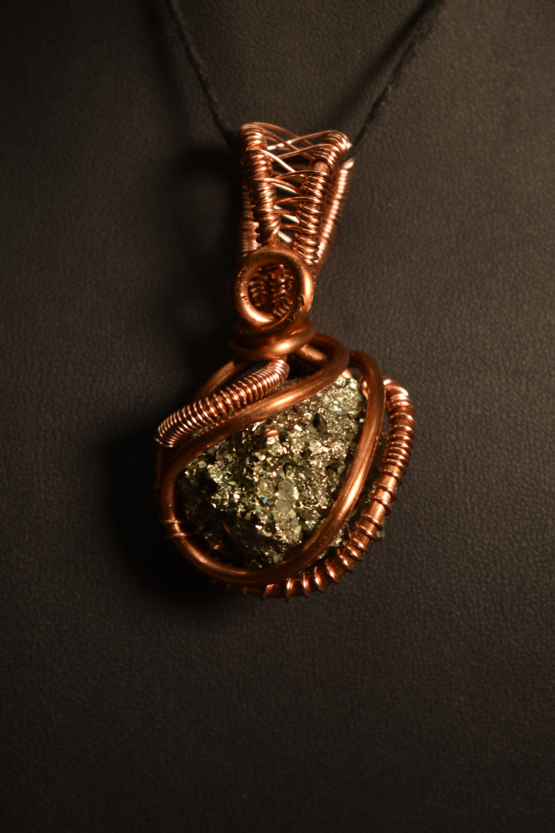Pyrite- Gilded Core Helix: Copper Pendent Necklace 1 of 1 - KOSMIK COLLECTIONS