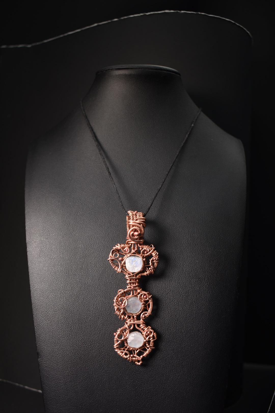 Moonstone- Trinity Of Light: Copper Pendant