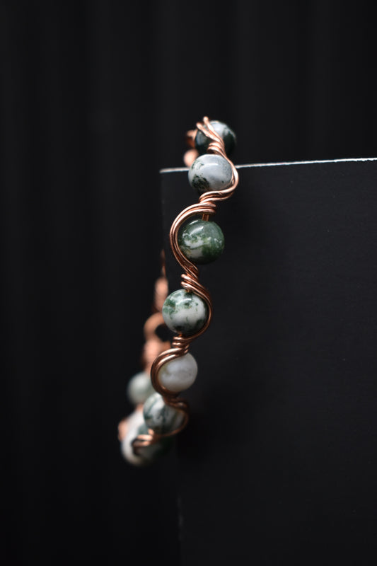 Moss Agate - Copper Frequency Bracelet