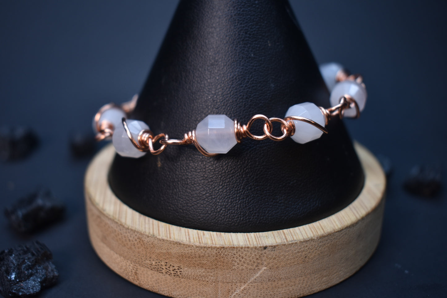 Rose Quartz- Orbit: Copper Bracelet