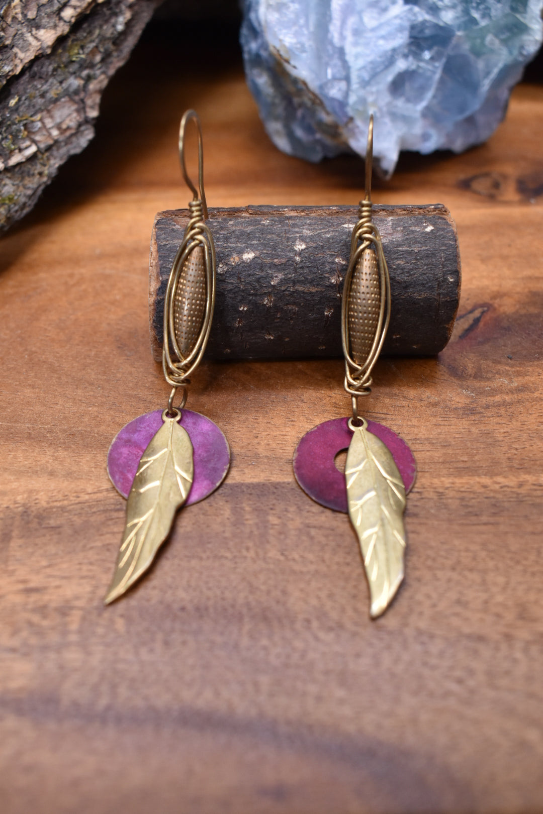 Phoenix Tail — Stainless & Brass Earrings