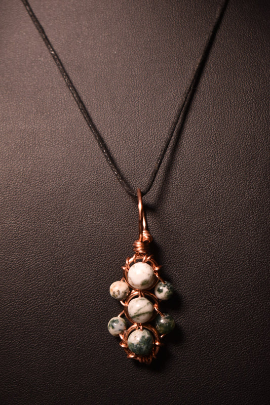 Moss Agate- Helix of the Verdant Neteru Pendant