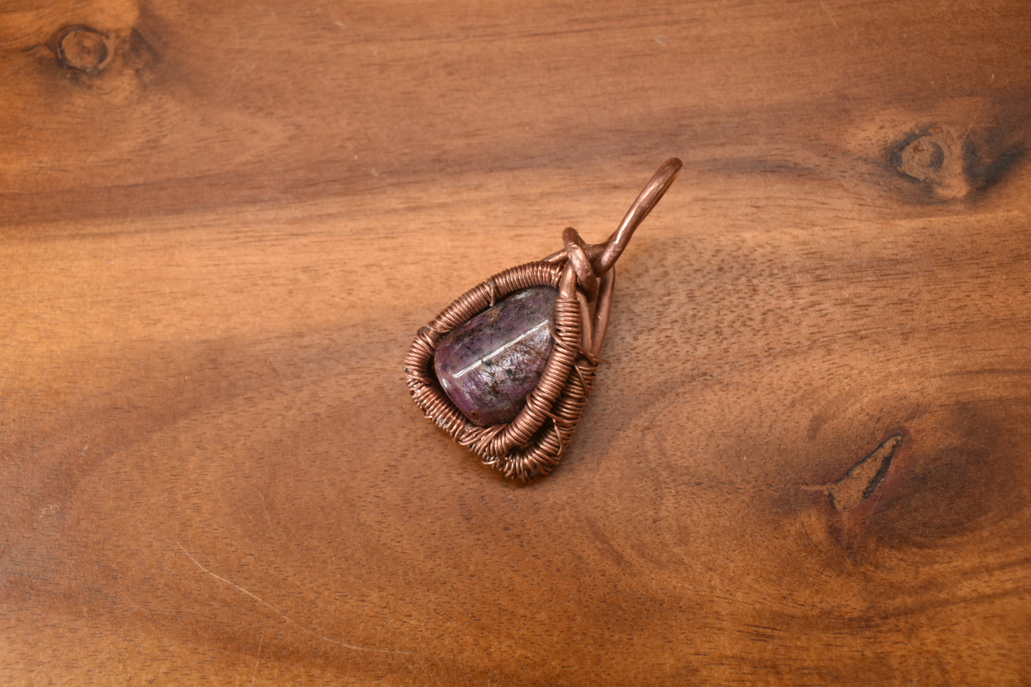 Ruby Pyramid Medallion — Copper Pendant Necklace