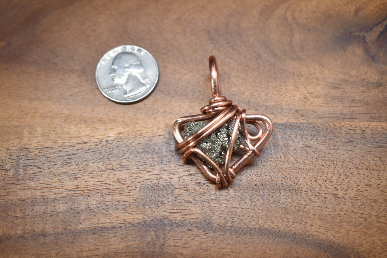 Pyrite copper medallion pendant 