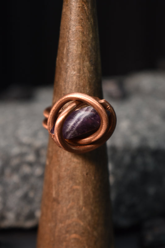 Amethyst- The Veiled Core Copper Ring