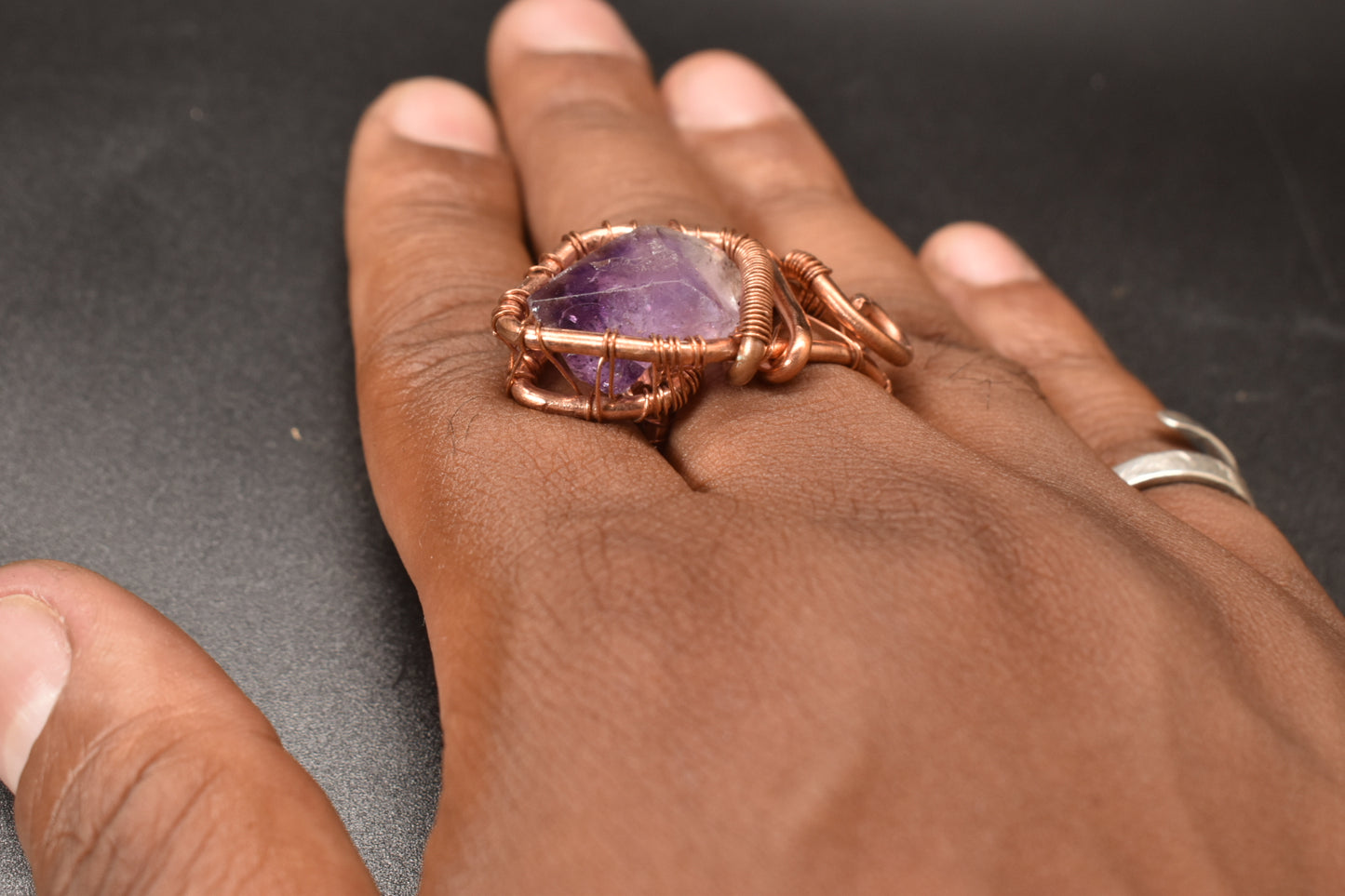 Amethyst — Artistic Copper Ring