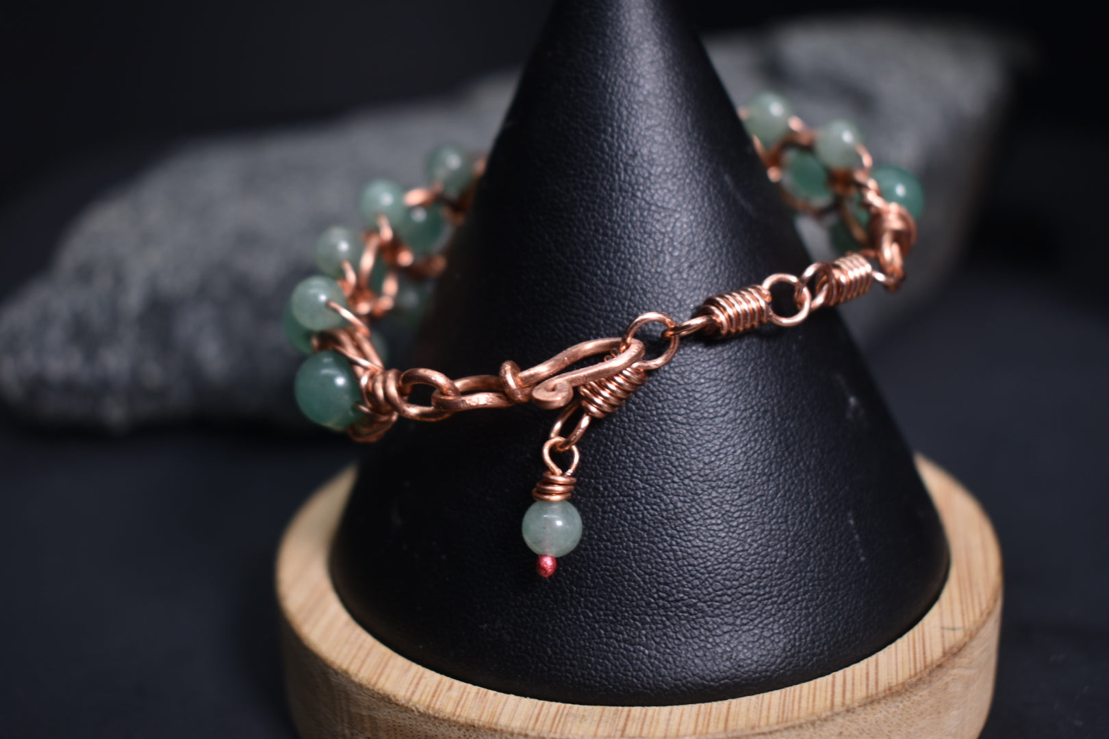 Green Aventurine Helix of the Verdant Neteru- Copper Bracelet - KOSMIK COLLECTIONS
