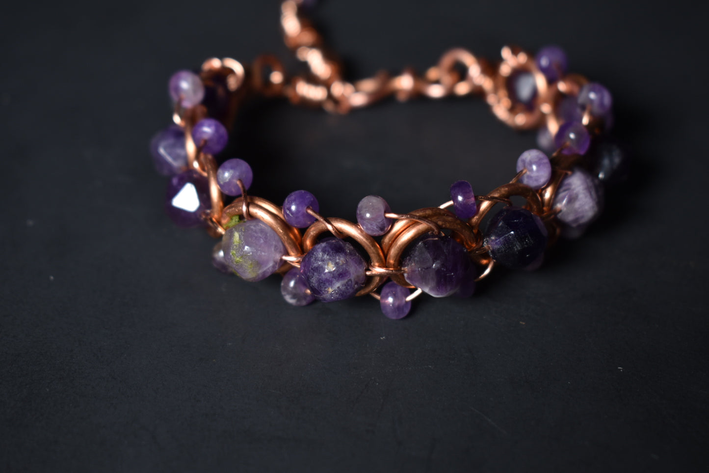 Amethyst - Helix of the Verdant Neteru : Copper Bracelet - KOSMIK COLLECTIONS