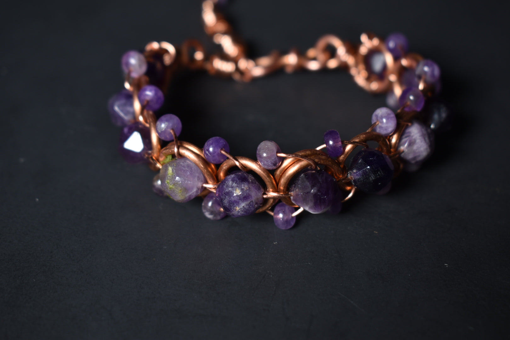 Amethyst - Helix of the Verdant Neteru : Copper Bracelet - KOSMIK COLLECTIONS