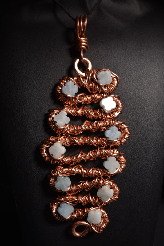 Aquamarine - Orbiting Light Copper Pendant